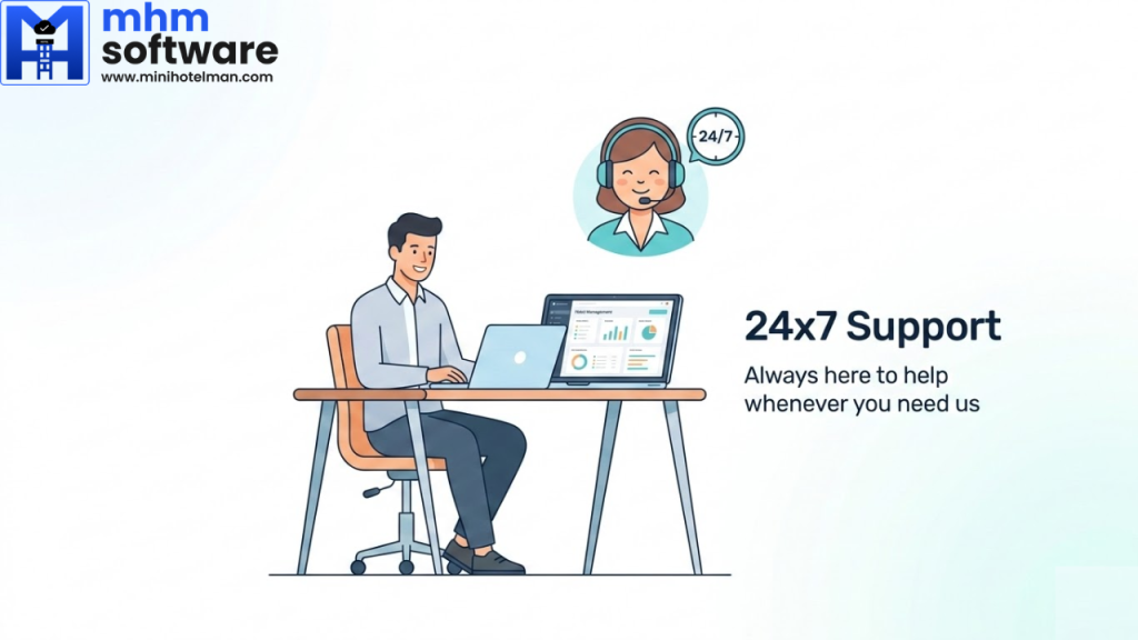 24 x 7 support hotel management software
